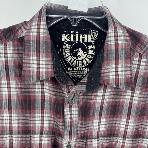 Kuhl Shirt Mens XL Red Plaid Flannel Button Up Long Sleeve Outdoor Hiking Casual - Picture 2 of 8